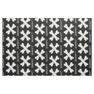 Black and White Crossed Bones Personalised Pattern Fabric