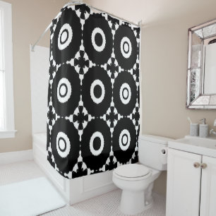 Black and White Crosses and Circles Shower Curtain