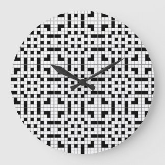 Black and White Crossword Puzzle Large Clock
