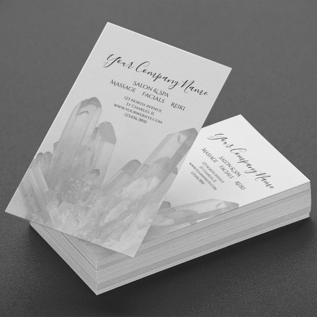 Black and White Crystals Salon Spa Business Card (Creator Uploaded)