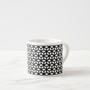Black And White Cube Pattern Espresso Cup