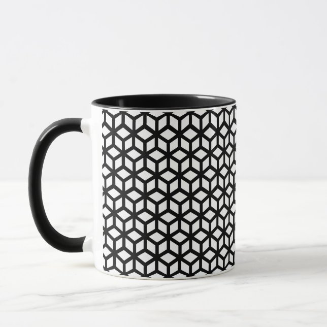 Black And White Cube Pattern Mug (Left)