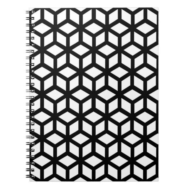 Black And White Cube Pattern Notebook (Front)