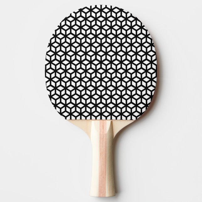 Black And White Cube Pattern Ping Pong Paddle (Front)