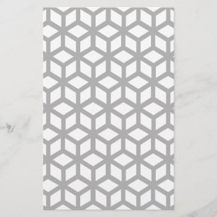 Black And White Cube Pattern Stationery