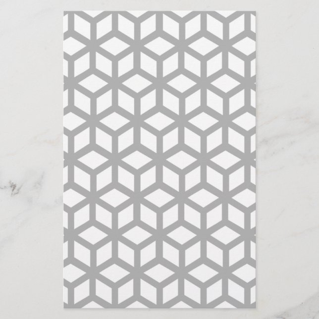 Black And White Cube Pattern Stationery (Front)