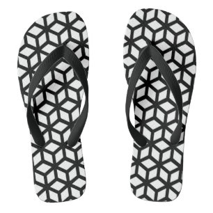 Black And White Cube Pattern Thongs