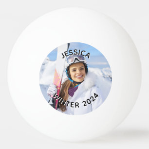 Black and White Curved Text Family Photo Ping Pong Ball