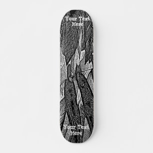 black and white curves modern abstract leaf design skateboard