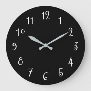 Black and White Custom Background Colour Art Large Clock