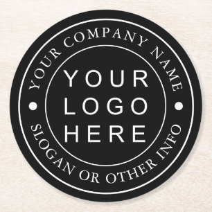 Black and White Custom Company Business Logo Round Paper Coaster