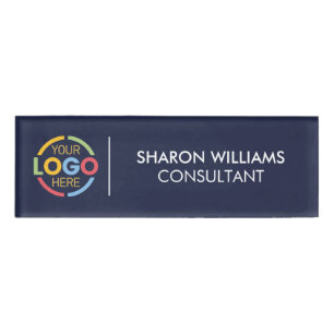 Black and White Custom Company Logo Employee Staff Name Tag