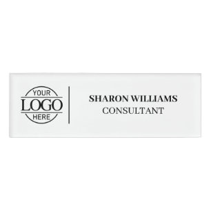 Black and White Custom Company Logo Employee Staff Name Tag