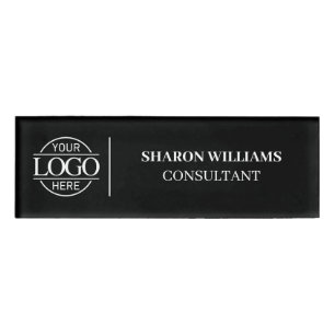 Black and White Custom Company Logo Employee Staff Name Tag