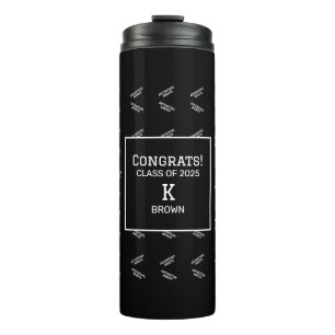 Black and White Custom Graduation Thermal Tumbler
