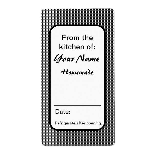 Black and White Custom Jar Labels Add Your Name (Front)