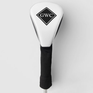 Black And White Custom Monogram Golf Head Cover