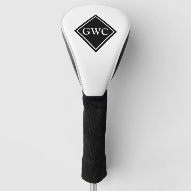 Black And White Custom Monogram Golf Head Cover (Front)
