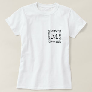 Black and White Custom Monogram Leopard Print. T-Shirt