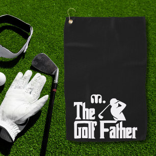 Black and White Custom Monogram The Golf Father Golf Towel