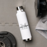 Black and White | Custom Name an Monogram Water Bottle<br><div class="desc">Custom script name and monogram Water Bottle,  any font,  any colour,  no minimum</div>