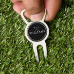 Black And White Custom Name Golf Clubs Divot Tool<br><div class="desc">Personalise the name in classic typography to create a unique golf gift and keepsake for any golfer. Designed by Thisisnotme©</div>