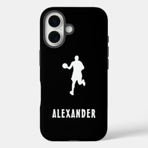 Black And White Custom Name Male Basketball Player iPhone 16 Case