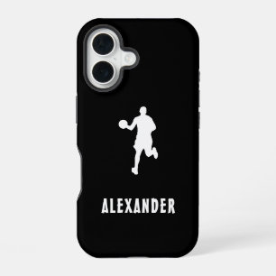 Black And White Custom Name Male Basketball Player iPhone 16 Case