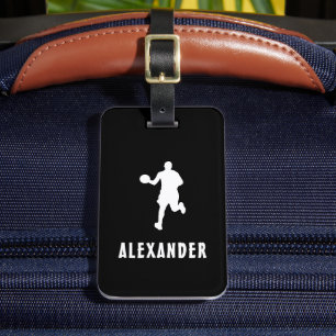 Black And White Custom Name Male Basketball Player Luggage Tag