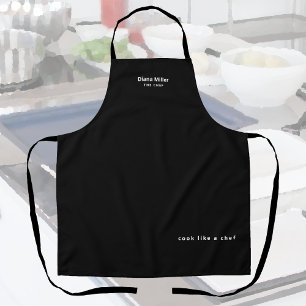 Black and white custom name personalised apron