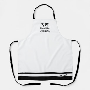 Black and White Custom Name Personalised Chef Apron