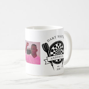 Black and White Custom Name Photo Dart Coffee Mug