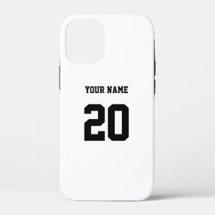 Black and White Custom Number and Name iPhone 12 Mini Case