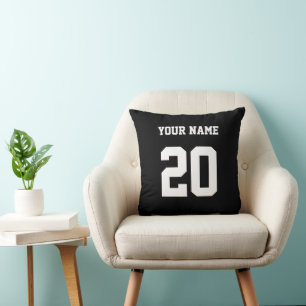 Black and White Custom Number and Name Cushion