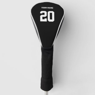 Black and White Custom Number and Name Golf Head Cover