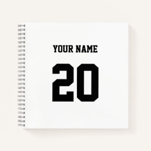 Black and White Custom Number and Name Notebook
