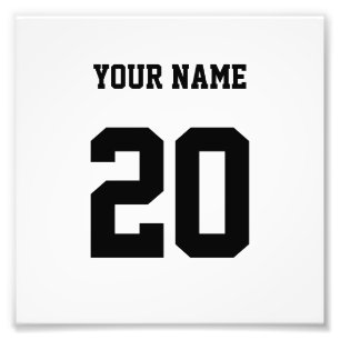 Black and White Custom Number and Name Photo Print