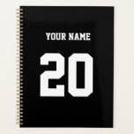 Black and White Custom Number and Name Planner<br><div class="desc">This is a product that is designed with a specific number on it. The number can represent various things, such as a favourite athlete's jersey number, a special date or year, a lucky number, or a birthday number. This product is often popular among sports fans, fitness enthusiasts, and anyone who...</div>