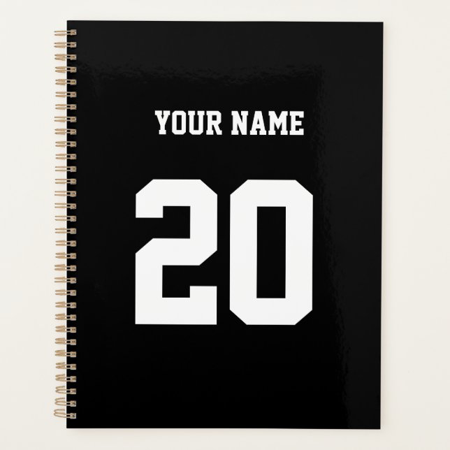 Black and White Custom Number and Name Planner (Front)