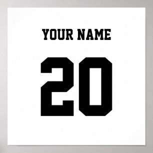Black and White Custom Number and Name Poster