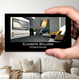 Black and White Custom Photo Interior Design Business Card