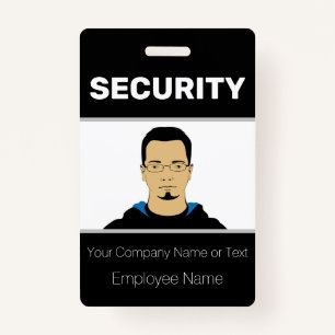 Black and White Custom Photo Security Guard ID ID Badge
