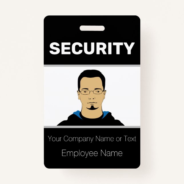 Black and White Custom Photo Security Guard ID ID Badge (Front)