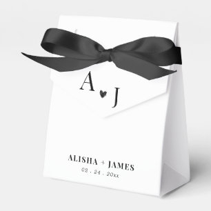 black and white custom photo wedding guests favour box