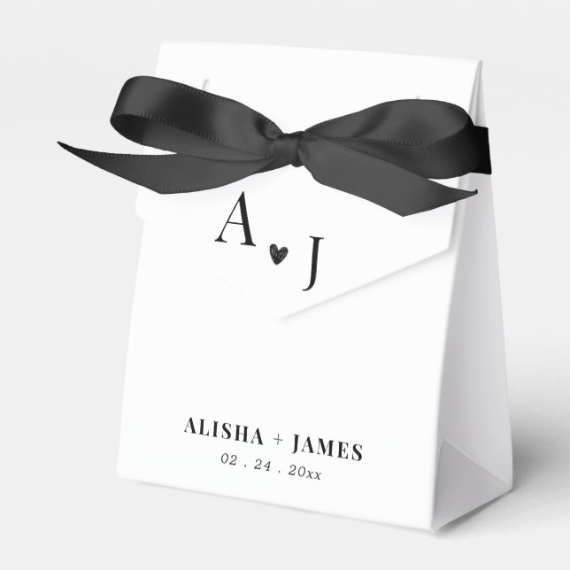 black and white custom photo wedding guests favour box (Front Side)