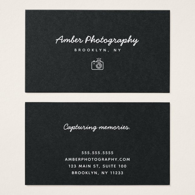 Black and White Custom Photographer Business Card (Front & Back)