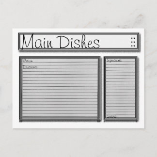 Black and White Custom Recipe Card