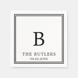 Black and White Custom Wedding Cocktail Napkins