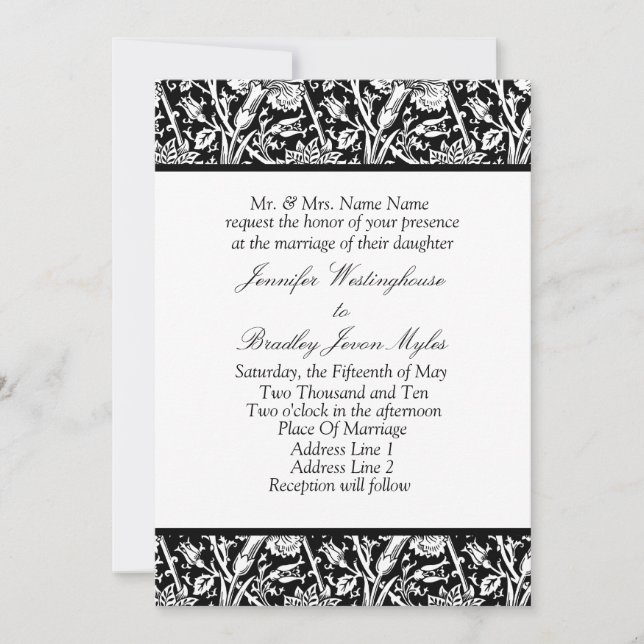 Black And White Custom Wedding Invitations (Front)