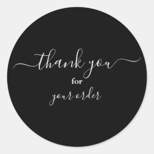 Black and White Customer Thank You Classic Round Sticker